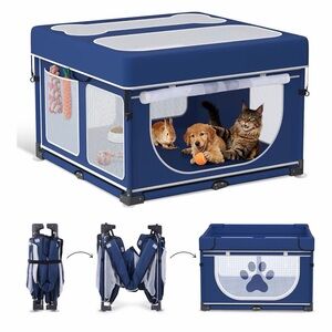 1 Min Setup Portable Puppy🐶Playpen Box for Home🏡Dog🐕Cat🐈Rabbit🐇43.3"x43.3"x27.1"